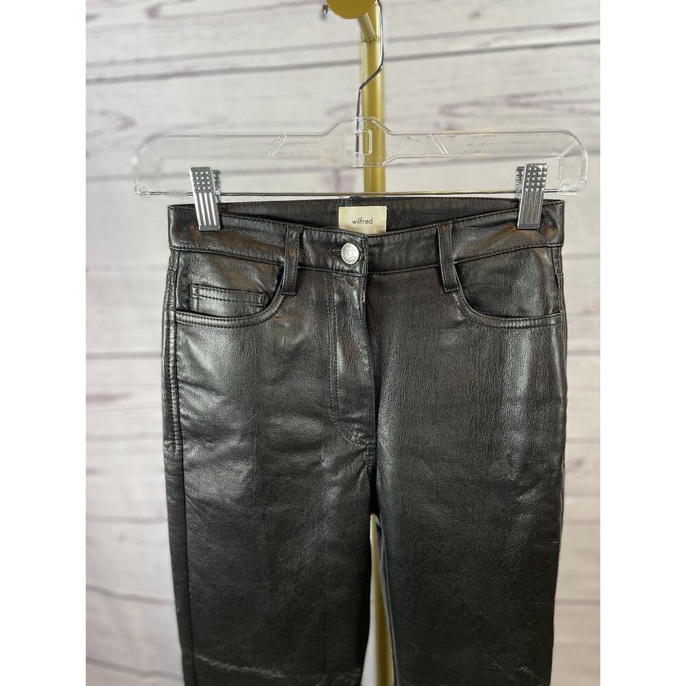 Wilfred The Melina Flare Pant Black Vegan Leather High Rise Size 00 Aritzia - Picture 3 of 7